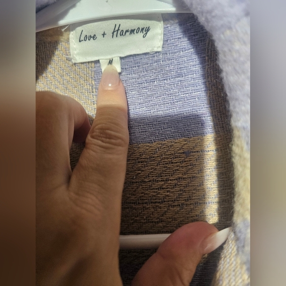 Love + Harmony Plaid Button-Up Shacket Medium Oversized PTP 23 - Picture 8 of 8